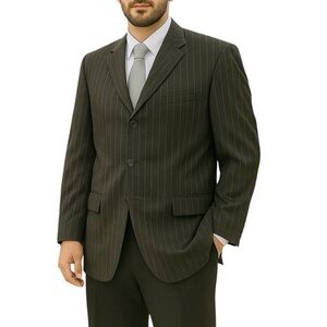 GIANNI VERSACE Vintage 90s Charcoal Pinstripe Spot Coat Blazer